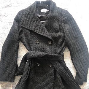 Textured Calvin Klein Belted Pea Coat